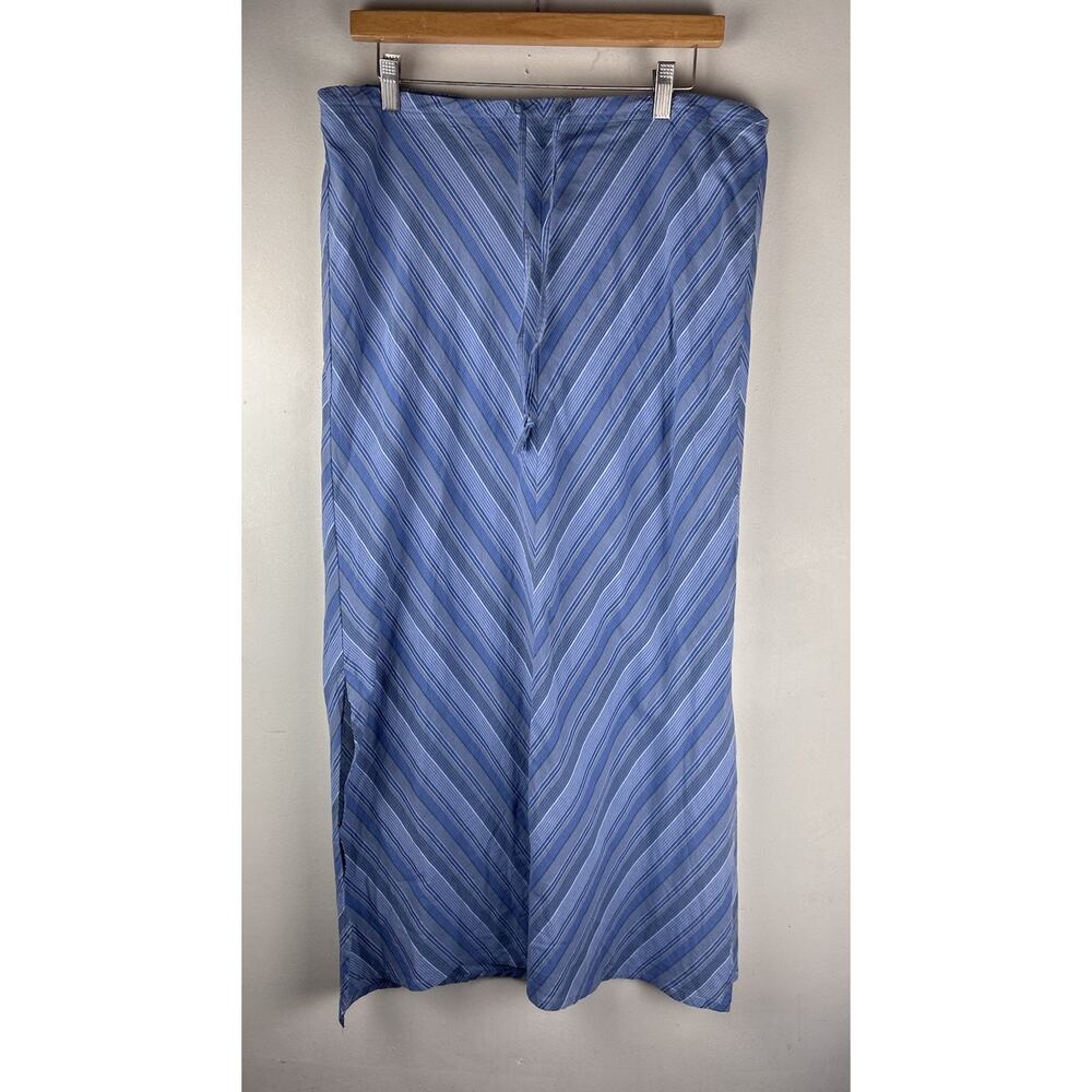 Vtg Old Navy Maxi Skirt Y2K Womens Size 12 Blue Striped Surfer Boho Drawstring